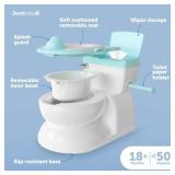 Real Feel 2-in-1 Potty with Wipes Storage, Flushing Sounds & Disposable Liners - Realistic Toilet - Easy to Clean & Assemble - Jool Baby (Aqua)