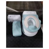 Real Feel 2-in-1 Potty with Wipes Storage, Flushing Sounds & Disposable Liners - Realistic Toilet - Easy to Clean & Assemble - Jool Baby (Aqua)