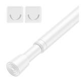 Tension Curtain Rod 18-39 Inch with 2 Brackets Adjustable Spring Loaded Curtain Rods No Drilling Extendable White Tension Rod for Window Door Closet Bookshelf Kitchen Bathroom