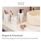 ZCCZ Bathroom Accessory Sets, 4 Pieces Bathroom Accessories Complete Set Vanity Countertop Accessory Set with Marble Look, Includes Lotion Dispenser Soap Pump, Tumbler, Toothbrush Holder and Tray