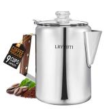 LRYYBTI Percolator Pot Stainless Steel Camping Coffee Pot-NO Aluminum or Plastic Camping Coffee Pot Stovetop (9 cup)