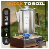 LRYYBTI Percolator Pot Stainless Steel Camping Coffee Pot-NO Aluminum or Plastic Camping Coffee Pot Stovetop (9 cup)