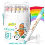 JUPITEARTH 36 Color Twist Crayons for Toddlers 1-3 and Kids 4-8, Non-Toxic Washable Crayons 2-4, Ultra-Silky Easy-Grip Art Supplies, Ideal Coloring Gift for Boys and Girls