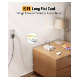 Flat Plug Surge Protector Power Strip, 6ft Ultra Thin Extension Cord with 4 USB (2 USB C Port), 8 Outlets Desk Charging Station, Wall Mountable Outlet Extender for Home Office, College Dorm Room