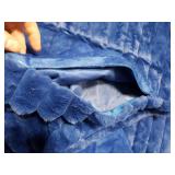 18x18 Throw Pillow Covers Set of 2, Decorative Faux Fur Covers for Bed, Couch Soft Fluffy Pillow Cover with Velvet Back for Living Room, Neutral Home Decor Accent for Sofa - Blue