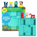 TNT Creeper Bath Bomb for Kids with Block Builder Surprise Toys Inside (1 Pack) Large Fizzy Bubble Mine Bomb - Easter Basket Stuffers for Boys, Fruity Scent, Skin-Safe, Made in USA by Two Sisters