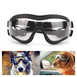 NAMSAN Dog Sunglasses Medium to Large Dog UV Transparent Goggles Windproof Anti-Dust Snowproof Pet Glasses with Elastic Straps, Clear