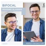 EASY READ 2 Pairs TR90 Bifocal Reading Glasses for Men,Rectangular Sport Blue Light Blocking Readers with Spring Hinge(Magnification 2.00,Black/Blue)