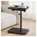 MYBEILEYI TV Tray Table, Adjustable Height, Flip-Top, Snack Side Table with 360° Swivel and 180° Tilt, C Shaped End Table for Couch, Sofa, Bed, Recliner, Black