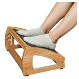 StrongTek Ergonomic Under Desk Footrest, 3 Adjustable Heights Wooden Office Footrest, Large Anti-Slip Surface, Improves Posture and Blood Circulation, up to 400lbs (Natural)