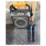 HWWR Karaoke Machine, Pro Karaoke Speaker with 2 Wireless Microphones, Portable Design 5.3 Bluetooth for Adults Kids Gifts with DJ Lights for Home Party, Outdoor Events, Supports FM/USB/AUX/REC/TF