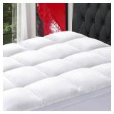 SOPAT Queen Size Mattress Topper Extra Thick Pillow Top, Soft Down Alternative Fill, Deep Pocket Mattress Pad for Queen Bed (60x80 in, White)
