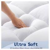 SOPAT Queen Size Mattress Topper Extra Thick Pillow Top, Soft Down Alternative Fill, Deep Pocket Mattress Pad for Queen Bed (60x80 in, White)