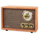 Victrola Willow Retro Wood Bluetooth Radio with Built-in Speakers: Elegant & Vintage Design, Rotary AM/FM Tuning Dial, Bass & Treble Control, Wireless Streaming (Walnut)