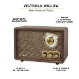 Victrola Willow Retro Wood Bluetooth Radio with Built-in Speakers: Elegant & Vintage Design, Rotary AM/FM Tuning Dial, Bass & Treble Control, Wireless Streaming (Walnut)