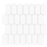 The Tiles Plaza 10-Sheet Peel and Stick Backsplash, 12 x 11.5 White Long Hexagon Self-Adhesive Wall Tile, Stone Composite Stick On Decorative Mosaic Tile for Kitchen Bathroom Fireplace