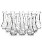 Glass Bud Vase Set of 12 - Hewory Small Vases for Flowers, Clear Bud Vases in Bulk, Cute Glass Vases for Centerpieces, Mini Floral Vase for Wedding, Events, Home Decor, Table Centerpiece