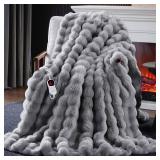 Anysay Heated Blanket Throw with 1/2/4/6/8 Hours Auto-Off 10 Heat Level, 50