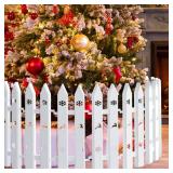 18pcs Christmas Tree Gate, 15.7 Inches Tall Christmas Tree Picket Fence for Dogs, Round Toddler Baby Proof White Gate Around Xmas Tree, Thick Plastic Reja para Arbol de Navidad Pet Cat Protector