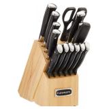 CUISINART Block Knife Set, 15pc Cutlery Knife Set with Steel Blades for Precise Cutting, Lightweight, Stainless Steel, Durable & Dishwasher Safe, C77BTR-15P