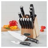 CUISINART Block Knife Set, 15pc Cutlery Knife Set with Steel Blades for Precise Cutting, Lightweight, Stainless Steel, Durable & Dishwasher Safe, C77BTR-15P