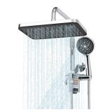 Filtered Shower Head with Handheld Spray Combo,12 inch High Pressure Rainfall Shower Head with Adjustable Slide Bar,Dual Rainfall Showerhead,Bathroom Accessories,Black