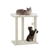 FourFurPets 26.7in Large Cat Tree Tower Condo, Cat Scratch Posts for Indoor Cats, Big Plate, Three 23.6in Full Sisal Scratching Posts, White