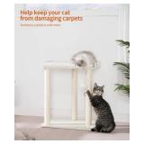 FourFurPets 26.7in Large Cat Tree Tower Condo, Cat Scratch Posts for Indoor Cats, Big Plate, Three 23.6in Full Sisal Scratching Posts, White