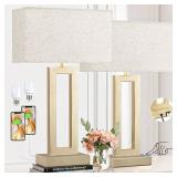 Seealle 22 Tall Bedroom Lamps for Living Room - Touch Gold Bedside Lamps with USB C+A, 3 Way Dimmable Lamp for Nightstand, Modern Night Stands Lamps for End Tables(Beige&Gold)