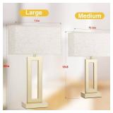 Seealle 22 Tall Bedroom Lamps for Living Room - Touch Gold Bedside Lamps with USB C+A, 3 Way Dimmable Lamp for Nightstand, Modern Night Stands Lamps for End Tables(Beige&Gold)