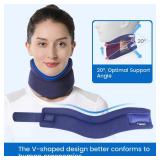 Neck Brace for Neck Pain and Support - Soft Cervical Collar for Sleeping in Bed, Snoozing, Sleeping Upright, Anti-Snoring, Sleep Apnea for Women & Men (Blue, Comfort Version, Medium) - Retail: $19"