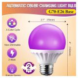 2 Pack LED Halloween Bulbs, Automatic Color Changing Purple, Orange, Green Every 6s, G70 E26 2W, Energy Saving Globe Light Bulb for Holiday Party, Porch, Indoor & Outdoor Decor - Retail: $4,036