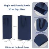 6Pcs Blue Wine Gift Bags for Single and Double Bottles Paper Bottle Bag with Handles for Wedding Birthday Party Favors - Retail: $8