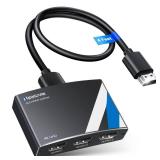 4K HDMI Splitter 1 in 3 Out [with 4 FT Hdmi Cable and Power Adapter]-Not Support Extended Display, Aluminum Alloy 1Ã3 HDMI Splitter Support 4Kx2K,1080P,3D, DTS/Doby-TrueHD for Xbox PS5/4 Roku - Ret