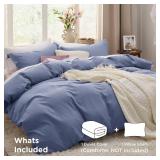 Bedsure Slate Blue Duvet Cover Twin/Twin XL Size - 2 Pieces Prewashed Polyester Extra Soft Bedding Set, Includes 1 Twin Duvet Cover 68