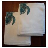 ALAZA Ocean Turtle Hand Towels for Bathroom Set of 2, Fingertip Towel Face Towel, Cotton Soft Absorbent Decorative Bath Towels 15.5x29.5 inch - Retail: $25