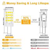 G4 LED Bulb 4W 3000K Warm White 12V AC/DC T3 JC Type Bi-Pin 20-35W Halogen Equivalent Non-dimmable for Outdoor Landscape Lighting Deck Stair Step Path Lights, Home Lighting, 6 Pack - Retail: $15