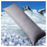 Cooling Pillowcase Body Size - Double Side Q-Max 0.439 Cooling Fiber for Pillow Protector, Breathable Long Cold Pillow Cover for Hot Sleeper Night Sweat, Hidden Zipper, 1 Pack (20x54", Black) - Retail