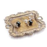 Small Antique Trinket Dish Vintage Gold Metal Jewelry Tray, Ring Holder-5.3 x 3.5 x 1.2 inches - Retail: $10