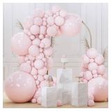 Pale Pink Balloons 100pcs Different Sizes of 36 18 12 10 5 Inch Light Pastel Baby Pink Balloon Arch Kit for Birthday Engagement Bachelorette Baby Shower Easter Party Decorations Pink-Q01 - Retail: $10