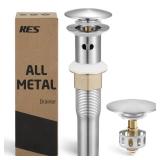 KES All Metal Bathroom Sink Drain with Strainer Basket Hair Catcher Anti Clog Pop Up Drain Stopper for Vanity Vessel Sink with Overflow, Rustproof 18/8 Stainless Steel Brushed Nickel S2013A-BN - Retai