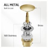 KES All Metal Bathroom Sink Drain with Strainer Basket Hair Catcher Anti Clog Pop Up Drain Stopper for Vanity Vessel Sink with Overflow, Rustproof 18/8 Stainless Steel Brushed Nickel S2013A-BN - Retai