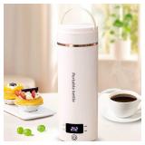 Travel Electric Kettle Portable Mini Kettle, Small Hot Water Boiler with 4 Temperature Settings,304 Stainless Steel, Fast Boiling Water with Auto Shut-Off and Boil Dry Protection,400ml (Beige, 400ML) 