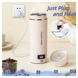Travel Electric Kettle Portable Mini Kettle, Small Hot Water Boiler with 4 Temperature Settings,304 Stainless Steel, Fast Boiling Water with Auto Shut-Off and Boil Dry Protection,400ml (Beige, 400ML) 