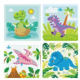 4 Pcs Dinosaur Diamond Art Kits for Kids, Jungle Safari Animal DIY Creative Diamond Art Sticker Craft by Number for Adults Beginner, Full Round Drill Gem Art for Home Wall Decor - Retail: $14