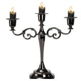 3 Arm Black Candelabra, Candelabra Candle Holder, 10 Inch Tall Candlesticks Holder, Elegant Taper Candle Holder Centerpiece for Wedding, Church, Halloween, Dining, Home Decor - Retail: $18