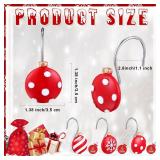 12 Pcs Christmas Shower Curtain Hooks Small Red Christmas Balls Shower Curtain Rings White Snowflake Holiday Shower Hooks Decorative Holiday Bathroom Accessories for Winter Bathroom Decoration - Retai