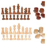 2 in 1 Chess Pieces Wood Chess Pieces + Checker Pieces Without Board (3.5 inches) - Retail: $15