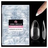 Almond Nail Tips, 216pcs Pointed Almond Gel Nail Tips Pre-shape Half Matte Full Cover Clear Acrylic Soft Gel Fake Nails for Nail Extension Nail Art 12 Sizes - Retail: $10