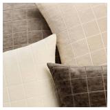 Decorative Chenille Check Throw Pillow Covers Vintage Plaid Couch Pillows 20x20 Inch Set of 2 Neutral Boho Farmhouse Cushion Covers Modern Home Decor for Sofa Bed Living Room Brown - Retail: $17